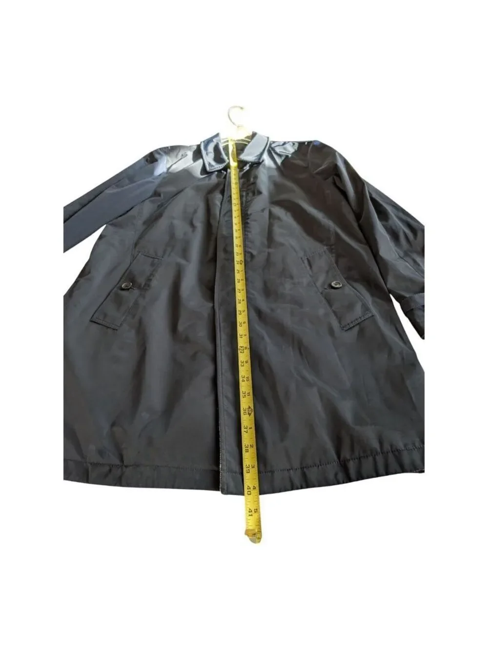 Banana Republic Sz L Car Coat Men’s Mid Length Navy Zip & Snap Repairable Flaws